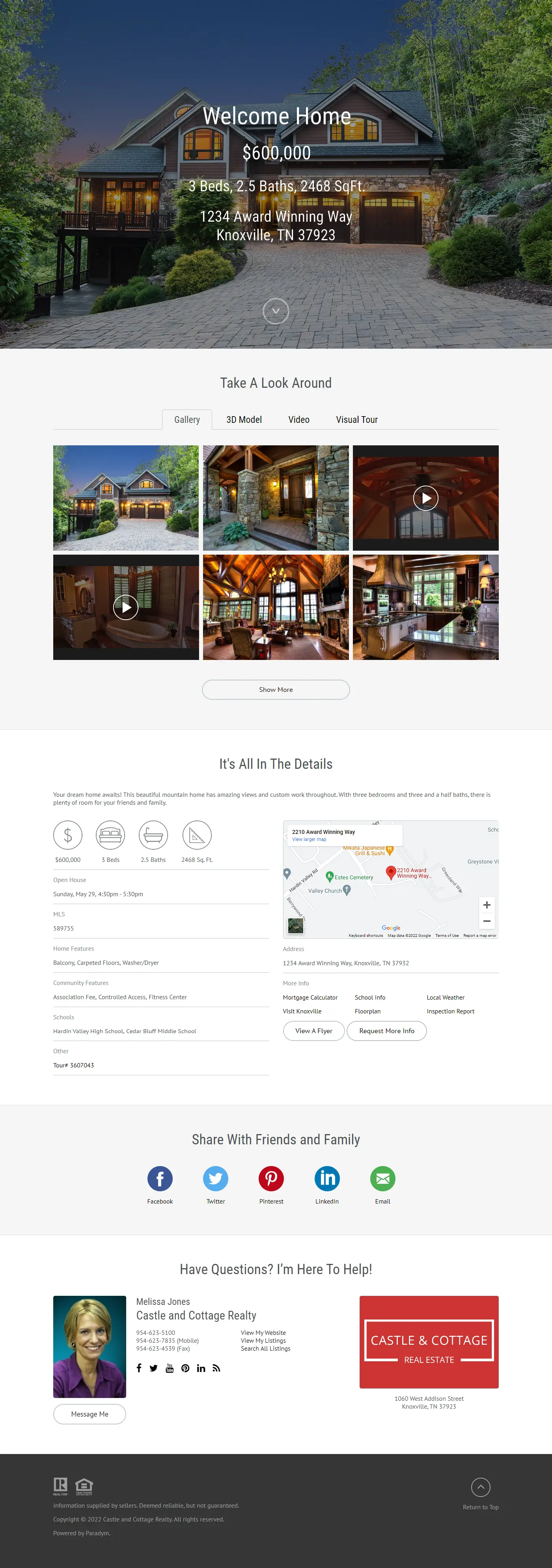 An example of a Visual Tour with slideshow, galleries, and property details.